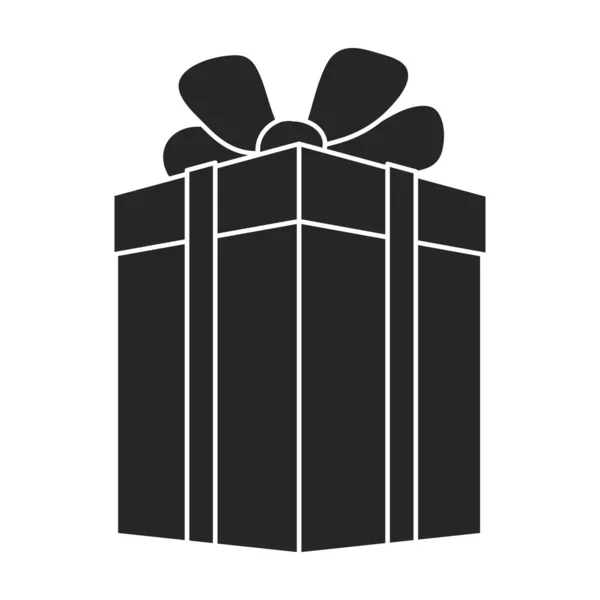 图像的礼盒黑色矢量。白色背景上礼盒礼物的孤立插图黑色。礼物盒的矢量图标。 . — 图库矢量图片