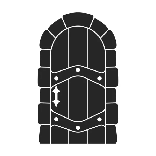 中世纪的门矢量黑色图标。白色背景上的向量图解城堡门。孤立的黑色插图图标中世纪门. — 图库矢量图片