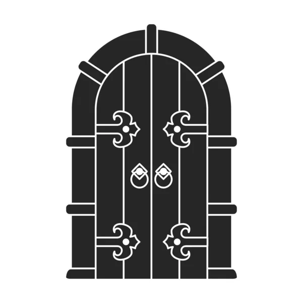 Porta medieval vetor ícone preto. Vetor ilustração castelo portas no fundo branco. Ícone de ilustração preto isolado porta medieval. — Vetor de Stock
