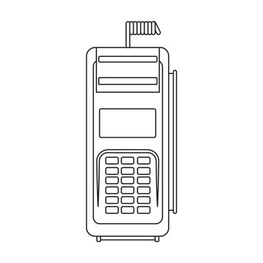 Terminal vektör simgesi. Taslak vektör simgesi beyaz arkaplan terminalinde izole edildi.