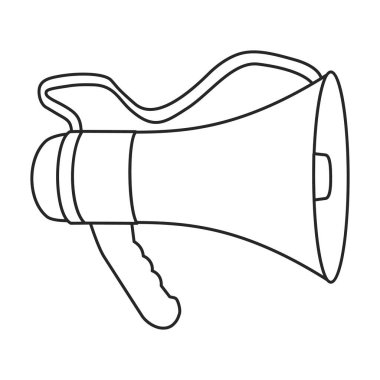 Hoparlör vektör simgesi. Taslak vektör simgesi beyaz arkaplan hoparlöründe izole edildi.