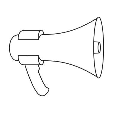 Hoparlör vektör simgesi. Taslak vektör simgesi beyaz arkaplan hoparlöründe izole edildi.