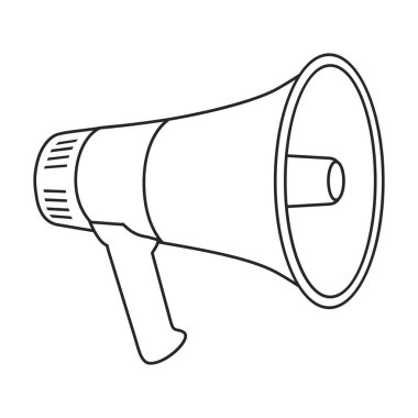 Hoparlör vektör simgesi. Taslak vektör simgesi beyaz arkaplan hoparlöründe izole edildi.