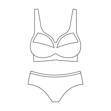 İç çamaşırı vektör simgesi. Beyaz arkaplan iç çamaşırında izole edilmiş dış hat vektör simgesi.