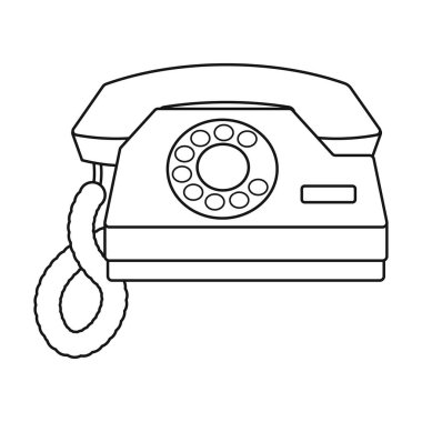 Retro telefon vektör simgesi. Taslak vektör simgesi beyaz arkaplan retro telefonunda izole edildi.