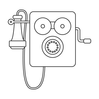 Retro telefon vektör simgesi. Taslak vektör simgesi beyaz arkaplan retro telefonunda izole edildi.