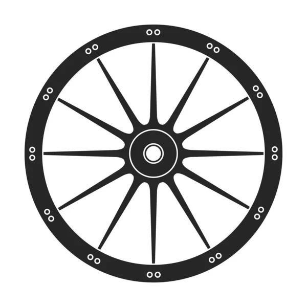 Значок вектора колеса Дикого Запада. Черный вектор на белом фоне. — стоковый вектор
