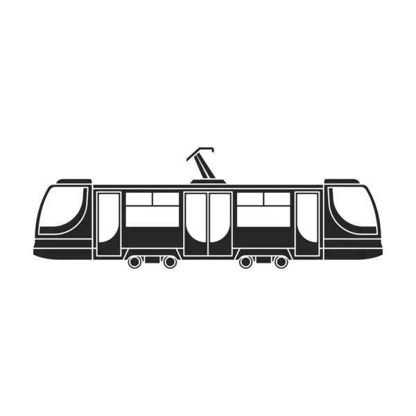 Tram vetor ícone icon.Black vetor isolado no eléctrico fundo branco. — Vetor de Stock