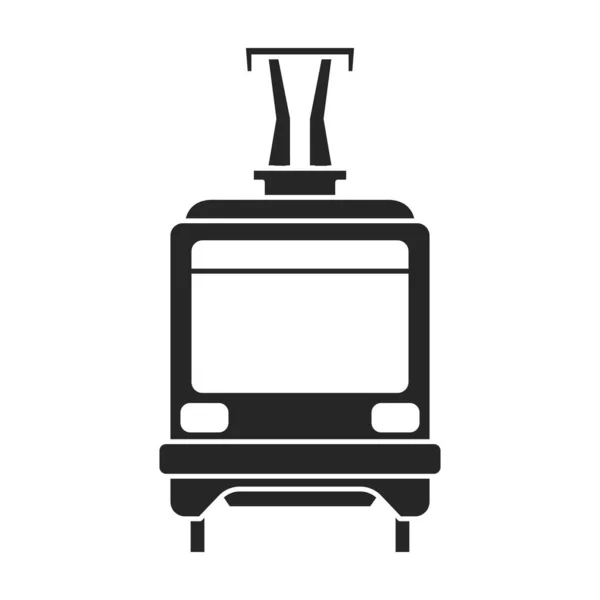 Tramvajová vektorová ikona.Černá vektorová ikona izolované na bílém pozadí tramvaje. — Stockový vektor