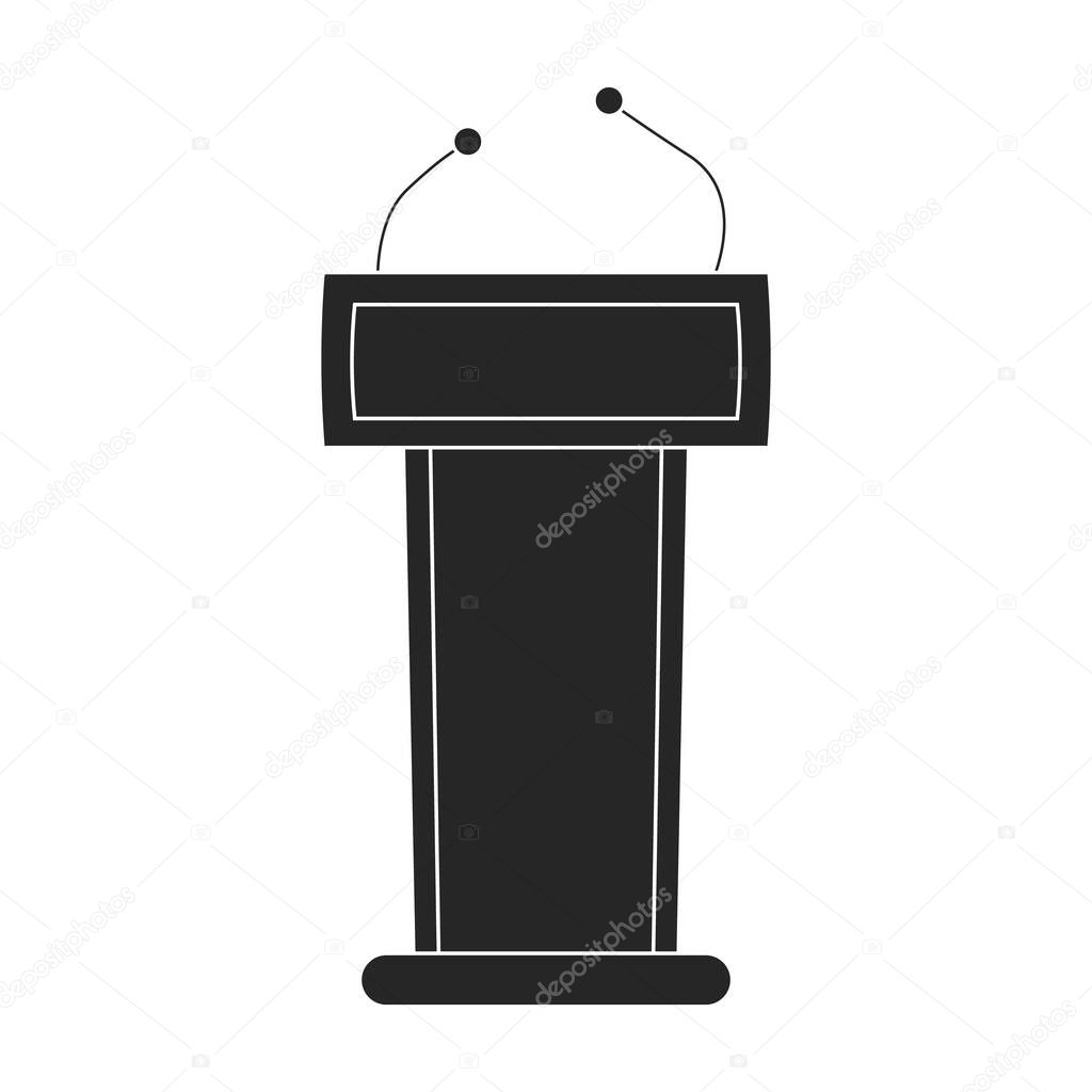 Tribunal podium black vector logo.Black vector illustration podium conference. Isolated illustration of tribunal podium icon on white background.