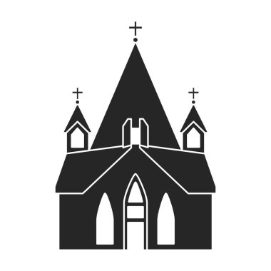 Kilise vektör simgesi. Siyah vektör simgesi beyaz arka plan kilisesinde izole edilmiş..
