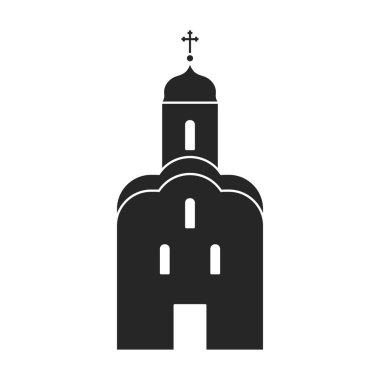 Kilise vektör simgesi. Siyah vektör simgesi beyaz arka plan kilisesinde izole edilmiş..