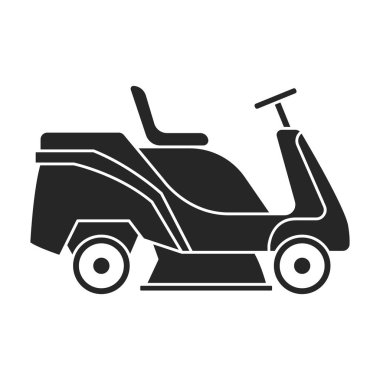 Çim biçme vektörü simgesi. Siyah vektör simgesi beyaz arka plan biçme makinesinde izole edildi.