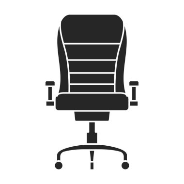 Ofis koltuğu vektör simgesi. Siyah vektör simgesi beyaz arka plan ofis koltuğunda izole edildi.
