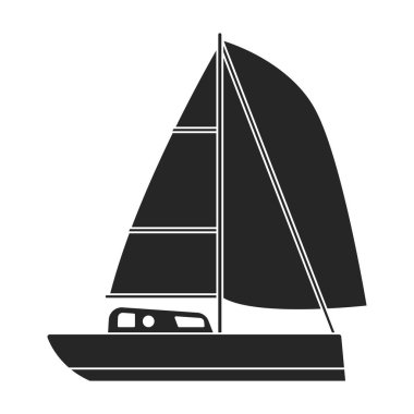 Yelken yatı vektör simgesi. Siyah vektör simgesi beyaz arka plan yelken yatında izole edildi..