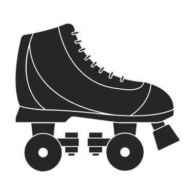 Paten kayma vektörü simgesi. Siyah vektör simgesi beyaz paten üzerinde izole edildi.