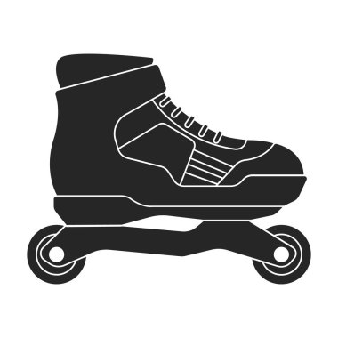 Paten kayma vektörü simgesi. Siyah vektör simgesi beyaz paten üzerinde izole edildi.