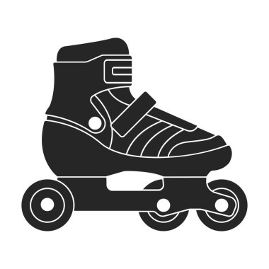 Paten kayma vektörü simgesi. Siyah vektör simgesi beyaz paten üzerinde izole edildi.