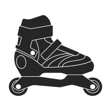 Paten kayma vektörü simgesi. Siyah vektör simgesi beyaz paten üzerinde izole edildi.