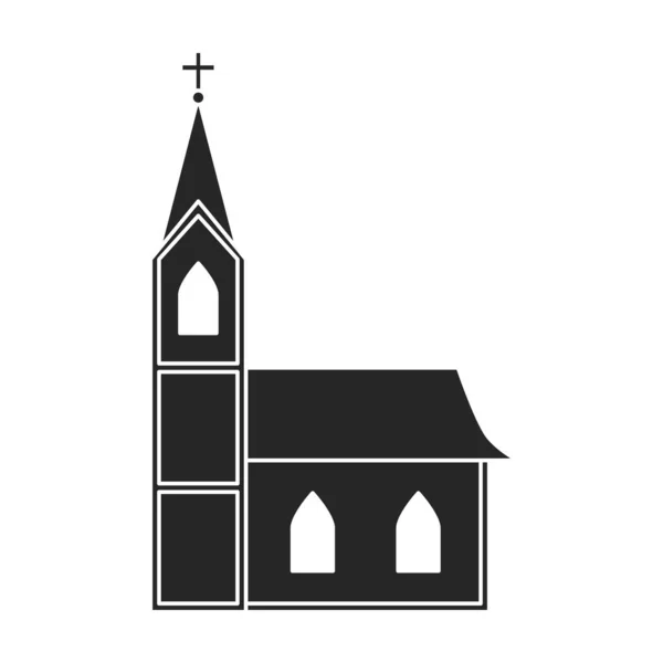 Kerk vector icon.Black vector pictogram geïsoleerd op witte achtergrond kerk. — Stockvector