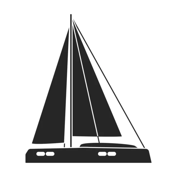 Sail yacht vector icon.Black vector icon isolated on white background sail yacht. — Stock Vector