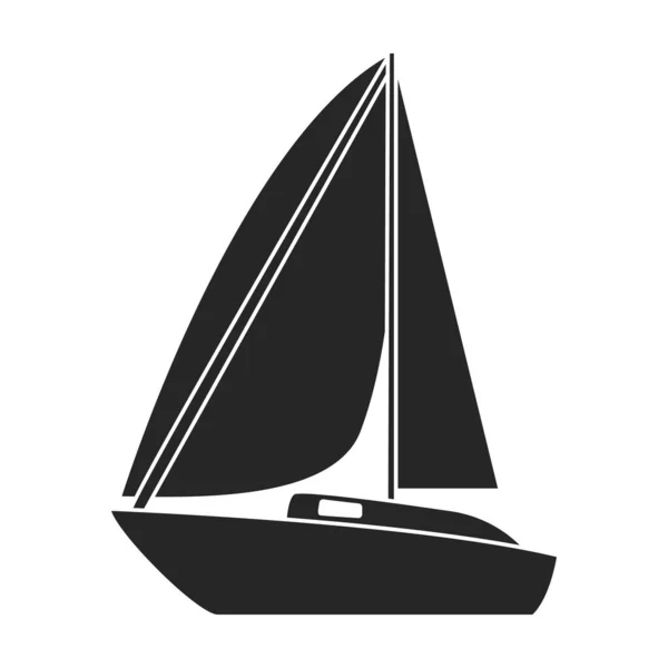 Значок вектора парусной яхты. Черный вектор на белом фоне парусной яхты. — стоковый вектор