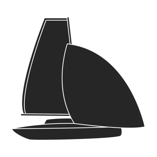 Vela yate vector icon.Black icono del vector aislado sobre fondo blanco yate de vela. — Archivo Imágenes Vectoriales