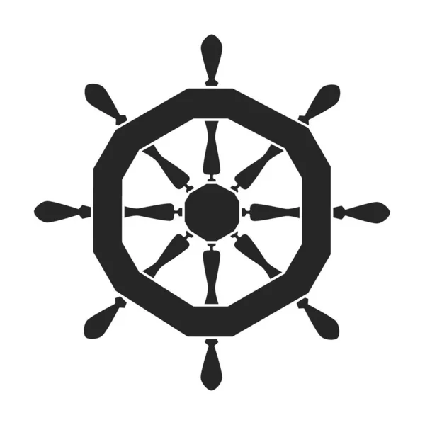 Roda de navio vetor preto de icon.Black ícone vetor leme da nave. Ilustração isolada de barco de roda sobre fundo branco. — Vetor de Stock