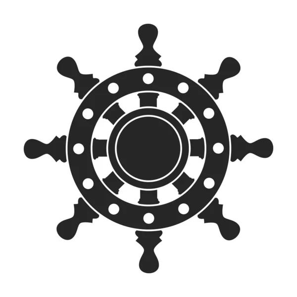 Roda de navio vetor preto de icon.Black ícone vetor leme da nave. Ilustração isolada de barco de roda sobre fundo branco. — Vetor de Stock