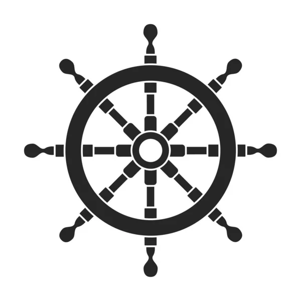 배 바퀴 블랙 벡터 icon.Black vector 아이콘 선박의 키. 백지위에 바퀴달린 배의 독특 한 그림. — 스톡 벡터