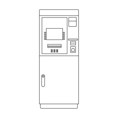 Terminal vektör simgesi. Taslak vektör simgesi beyaz arkaplan terminalinde izole edildi.