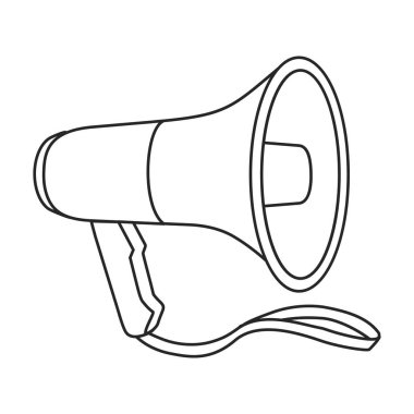 Hoparlör vektör simgesi. Taslak vektör simgesi beyaz arkaplan hoparlöründe izole edildi.