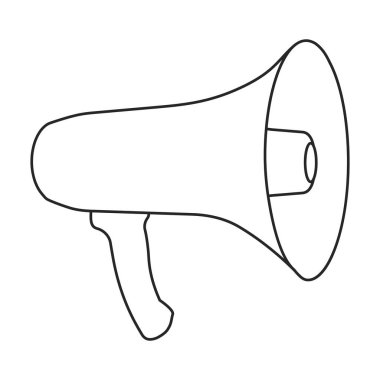 Hoparlör vektör simgesi. Taslak vektör simgesi beyaz arkaplan hoparlöründe izole edildi.