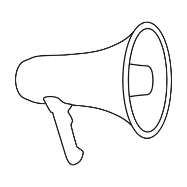 Hoparlör vektör simgesi. Taslak vektör simgesi beyaz arkaplan hoparlöründe izole edildi.