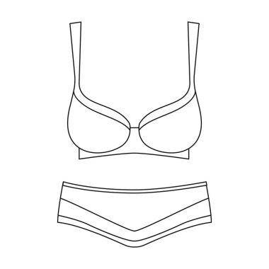 İç çamaşırı vektör simgesi. Beyaz arkaplan iç çamaşırında izole edilmiş dış hat vektör simgesi.