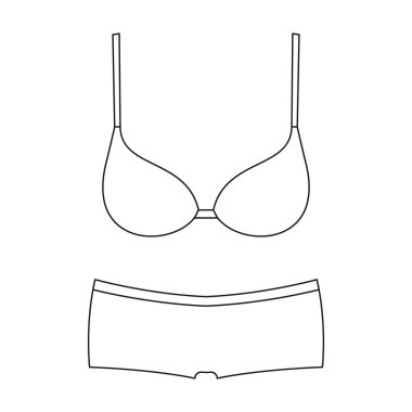 İç çamaşırı vektör simgesi. Beyaz arkaplan iç çamaşırında izole edilmiş dış hat vektör simgesi.