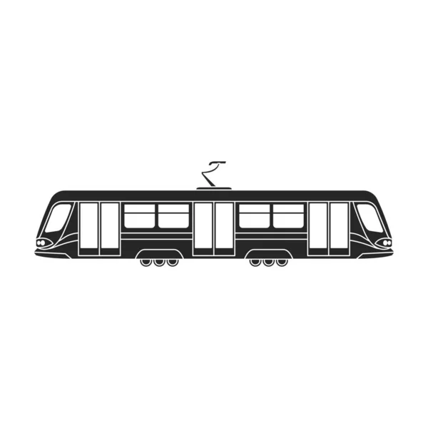 Tram vector icon.Black vector pictogram geïsoleerd op witte achtergrond tram. — Stockvector