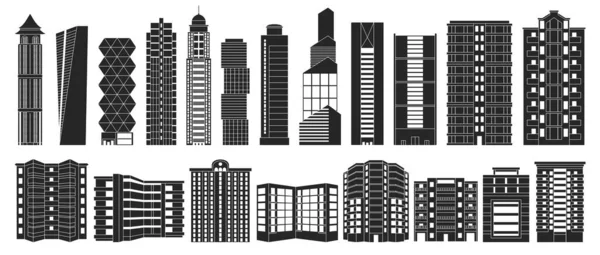 Rascacielos de ilustración de ilustración vectorial sobre fondo blanco .black vector set icon high building. — Vector de stock