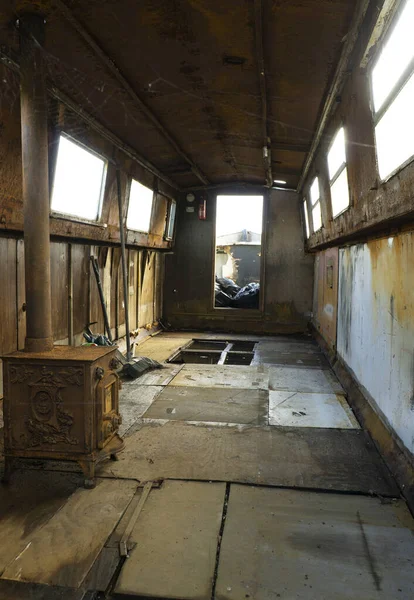 Interior Wrecked Narrow Boat — Stock Photo, Image