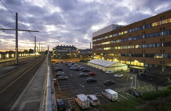 Nagy Britannia Kórházi Parkoló Éjszaka — Stock Fotó