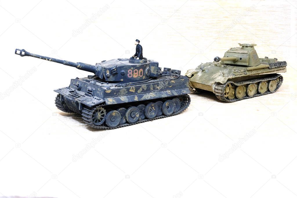 A WW2 scale model German Tiger and Panther tank