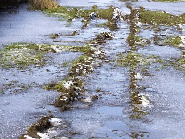 Rutted Çiftlik Yolu Donmuş — Stok fotoğraf