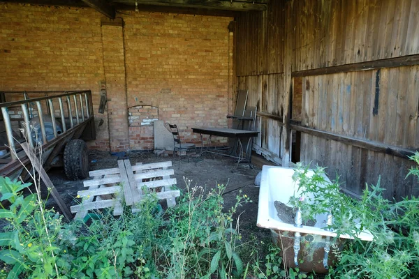 Intérieur Une Grange Abandonnée — Photo