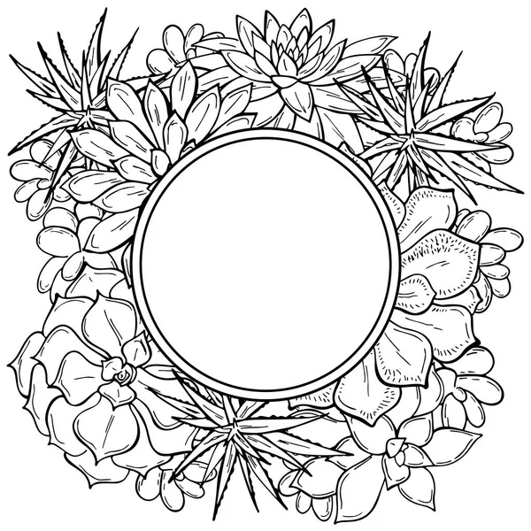 Handgetekend Frame Van Vetstoffen Een Witte Achtergrond Bloemen Woestijn Vector — Stockvector