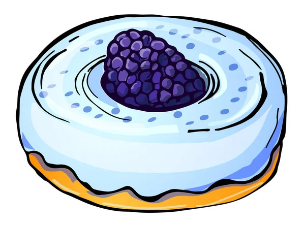 Donut Blackberry Cream Isolated White Background Vector Food Image Sweet — Stock Vector