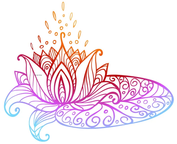 Kolorowy Kwiat Mehndi Lotosu Izolowany Białym Ilustracja Wektora Idealny Tatuażu — Wektor stockowy