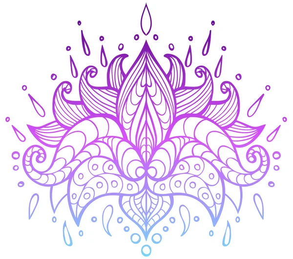 Flor Loto Mehndi Colorido Aislado Blanco Ilustración Vectorial Perfecto Para — Vector de stock