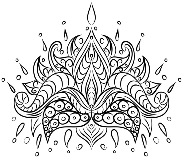 Flor Loto Mehndi Aislada Blanco Ilustración Vectorial Perfecto Para Tatuaje — Vector de stock