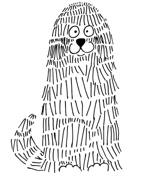 Ручной Рисунок Собаки Выделен Белом Фоне Векторная Монохромная Иллюстрация Перфект — стоковый вектор