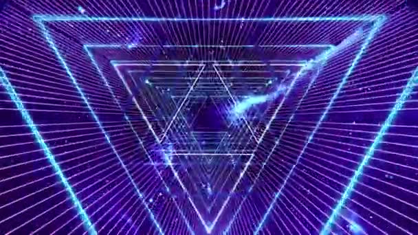 Abstracte neon naadloze lus. Ultraviolette achtergrond met heldere gloeiende tunnel — Stockvideo